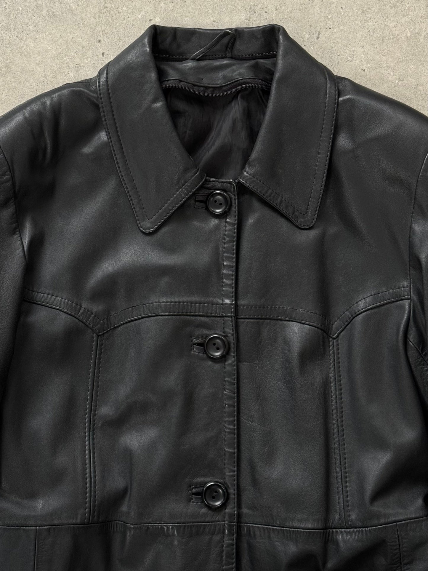 Vintage 1990s Belted Leather Jacket - M