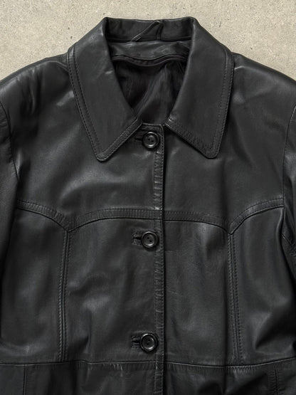 Vintage 1990s Belted Leather Jacket - M