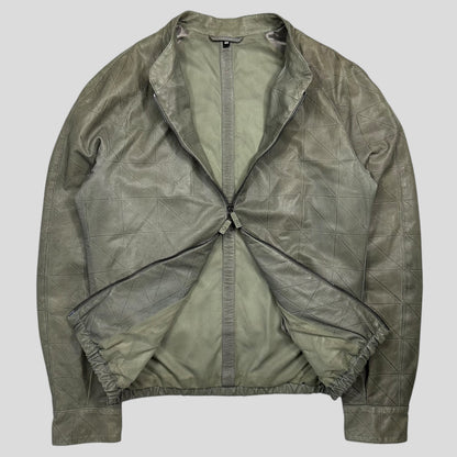 Giorgio Armani 2010 Perforated Leather Grid Bomber Jacket - IT48 (M) | Grey