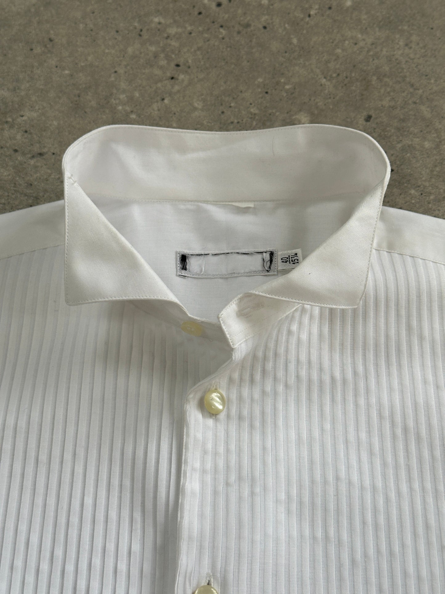 Italian Vintage Wing Collar Tuxedo Dress Shirt - L