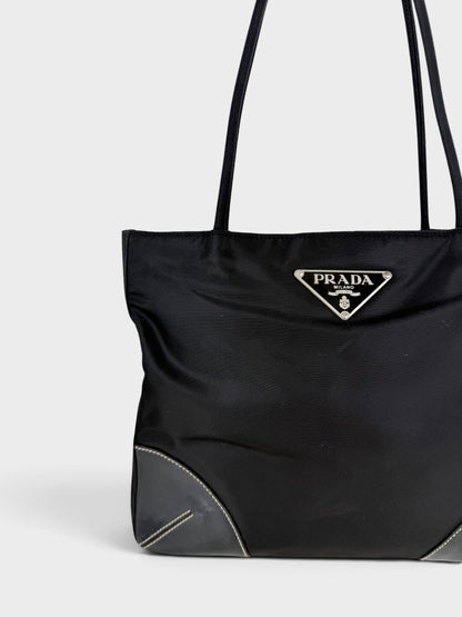 90s Prada Nylon Black Tote Bag | O/S, Black