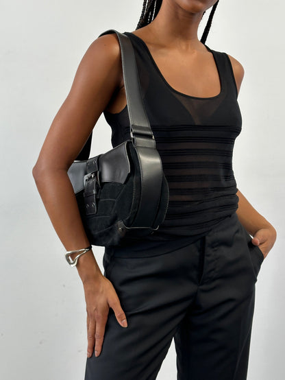 Giorgio Armani 2000s Sheer Ribbed Vest Top - M