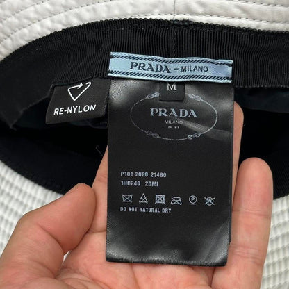 Prada Milano Nylon Bucket Hat - M | White