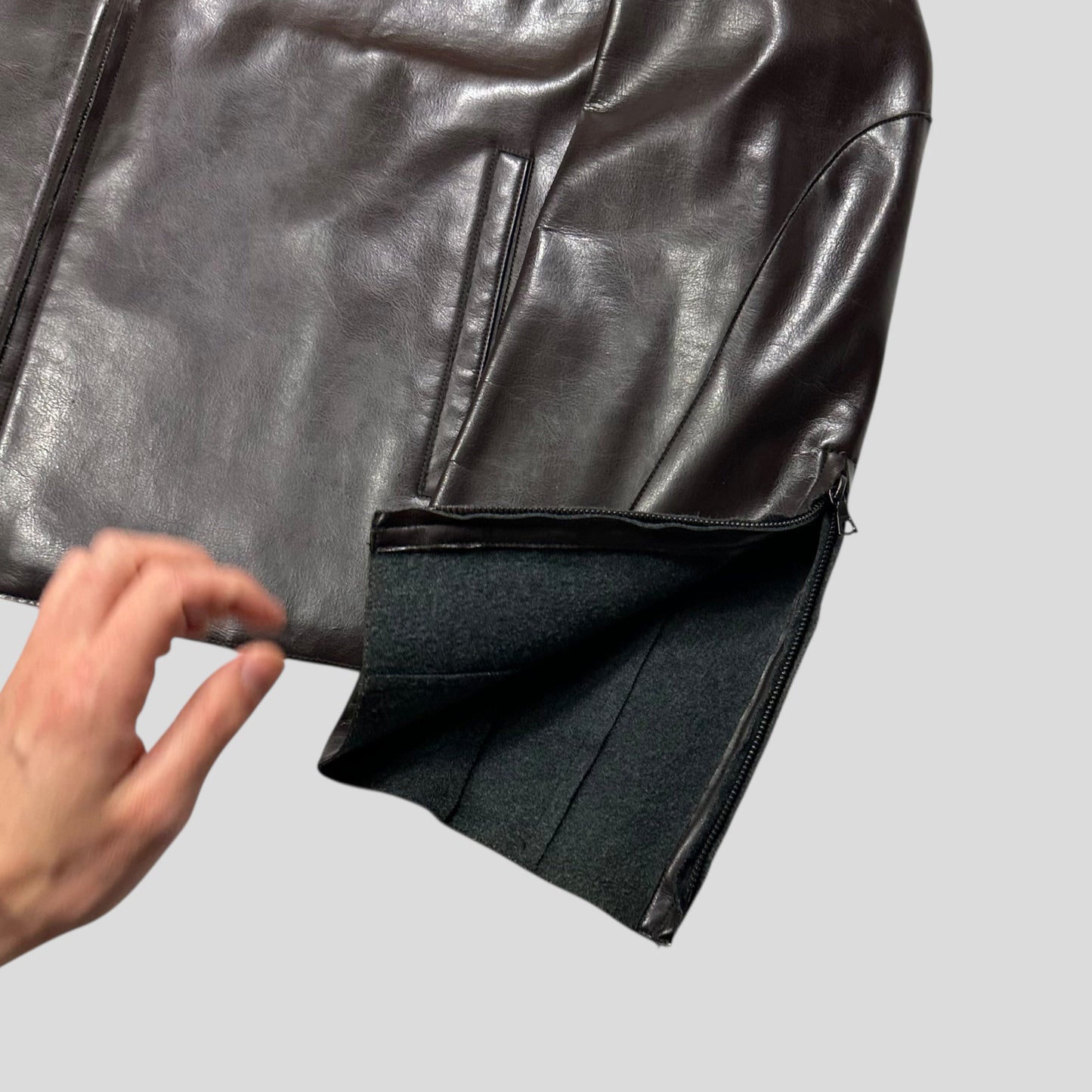 Neil Barrett AW00 PVC & Wool Leather Like Moto Jacket - L/XL