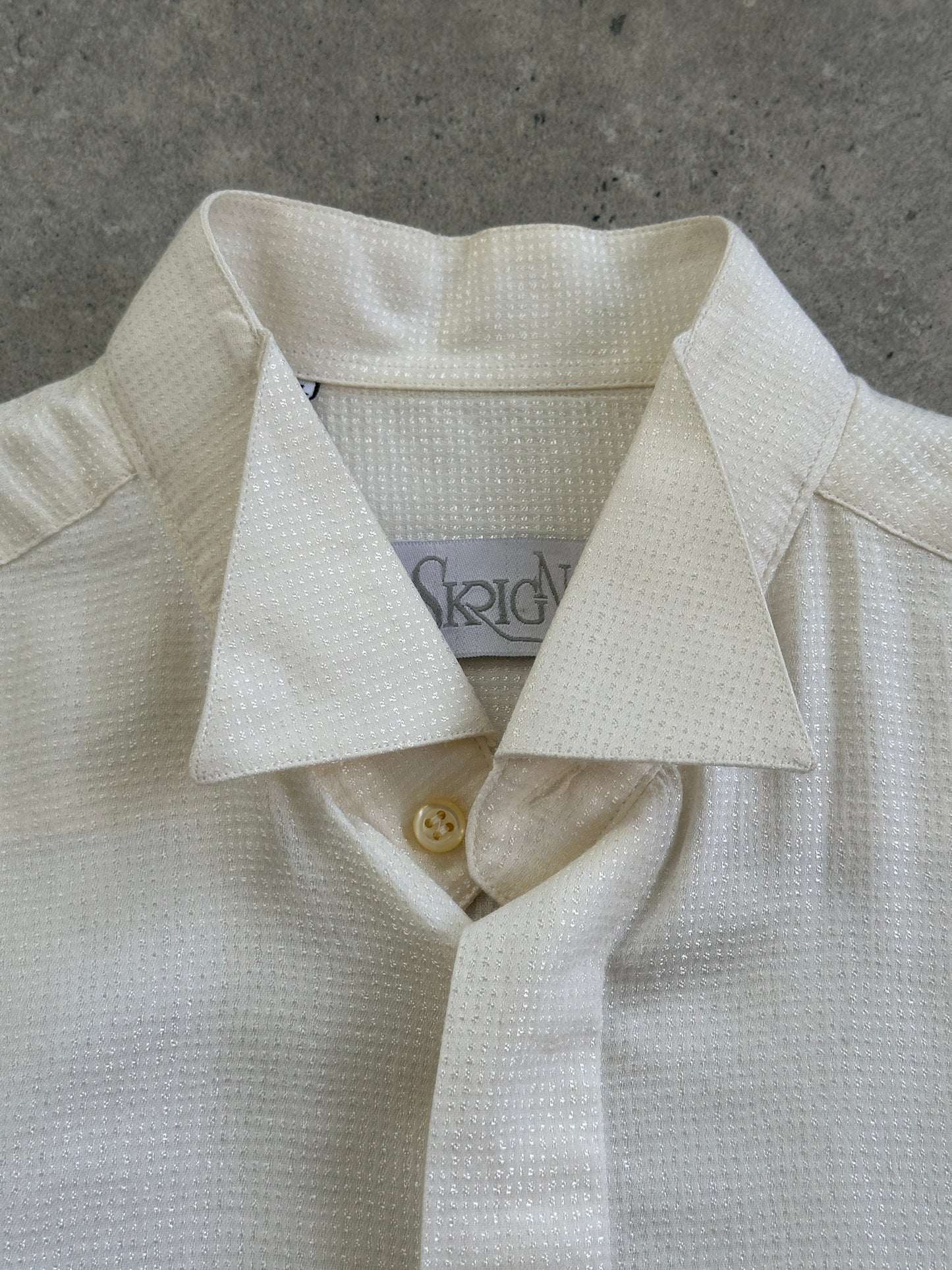 Italian Vintage 1970s Wing Collar Boxy Dress Shirt - M