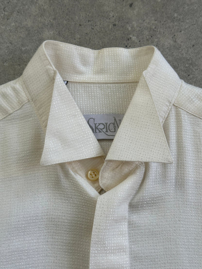 Italian Vintage 1970s Wing Collar Boxy Dress Shirt - M