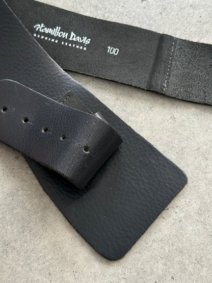 Vintage Chrome D Ring Leather Chunky Hip Belt W36-W38