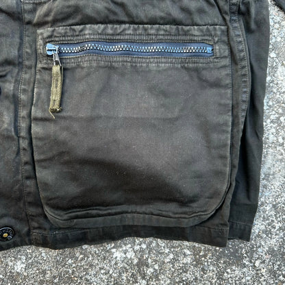 A/W1995 Charcoal Raso Gommato Dual Layer Multi Pocket Jacket