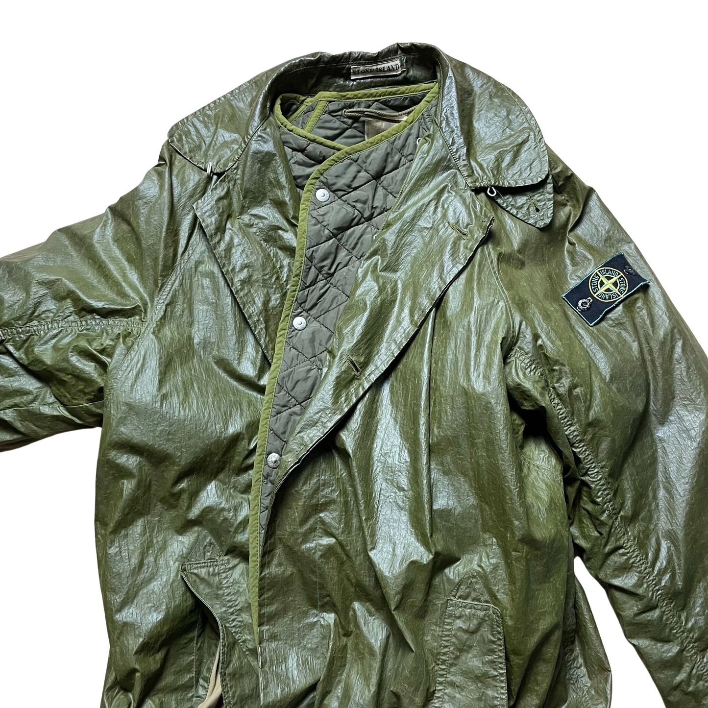 A/W 1988 Crocodile Green Dual Layer Ice Trench Coat