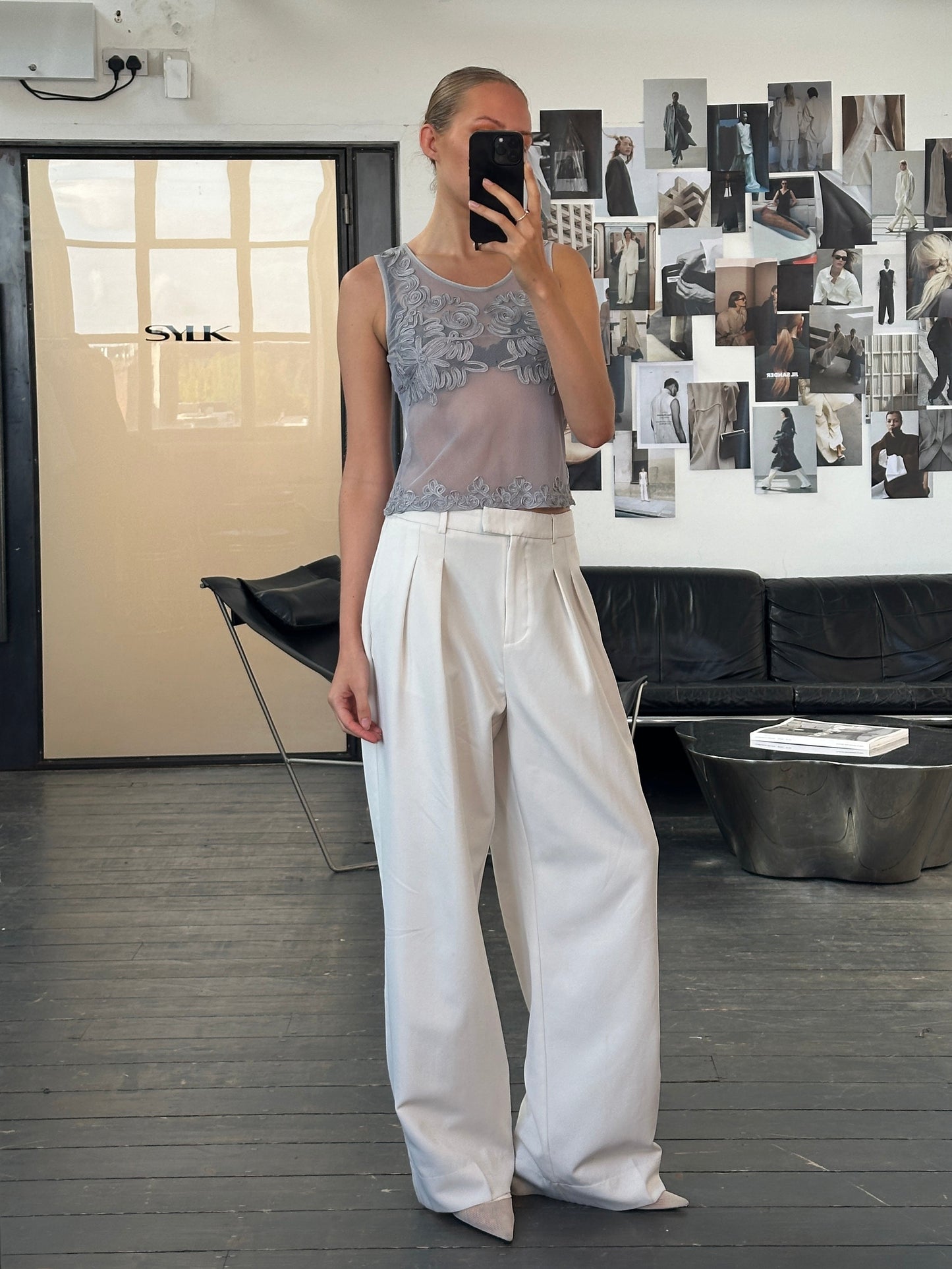 Armani Jeans 1990s Sheer Appliqué Vest Top - S/M