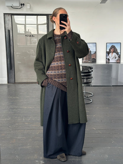 Italian Vintage 1990s Wool Alpaca Wool Single Breasted Coat - XL