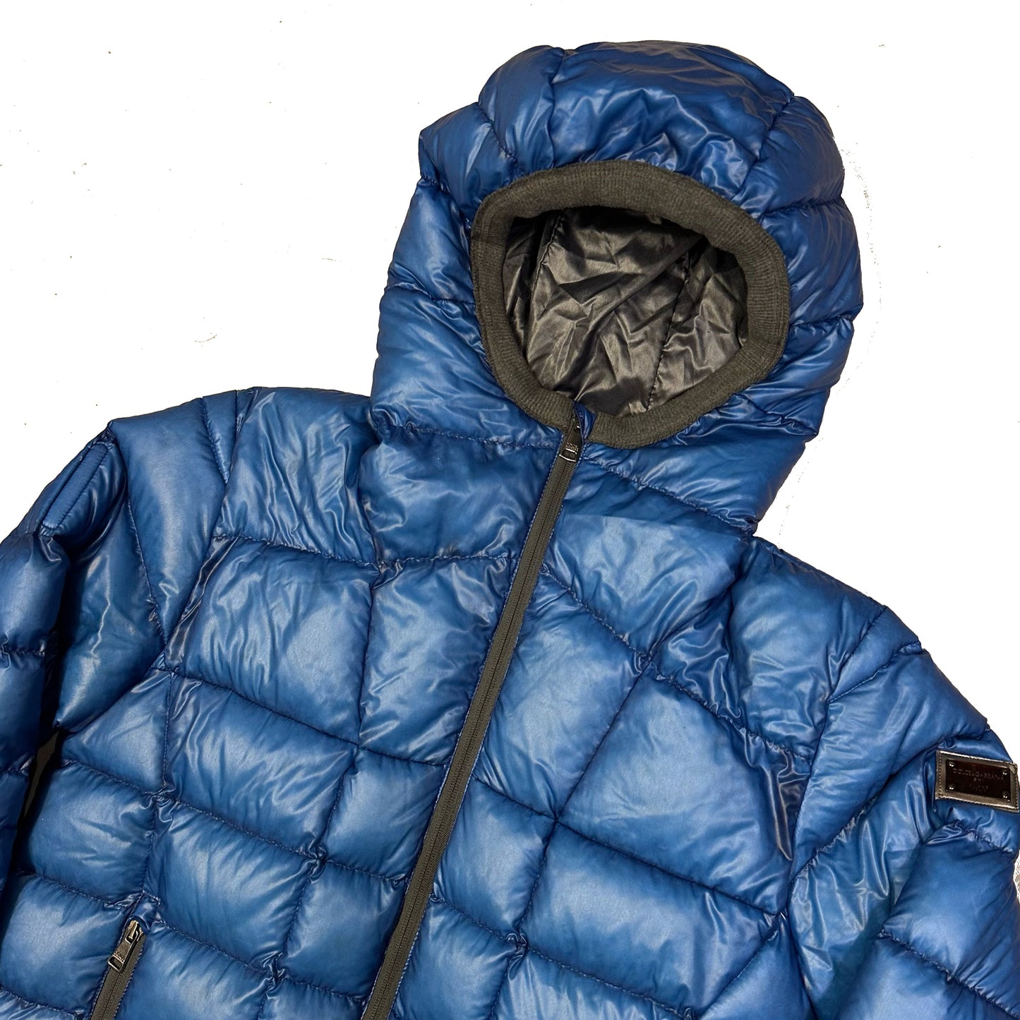 Dolce & Gabbana Square Stitch Puffer Jacket In Blue ( M )