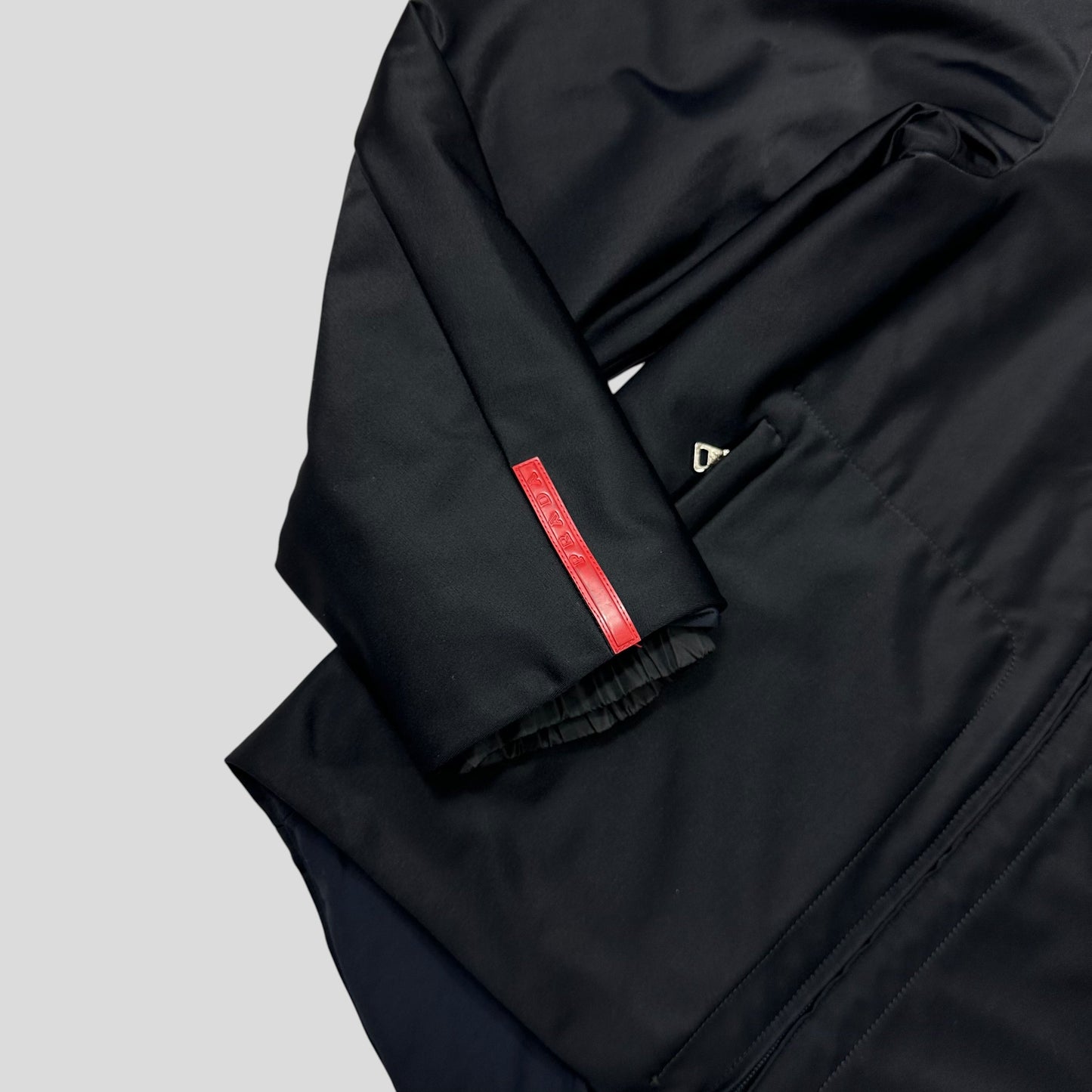 Prada Sport 1999 Jet Black Stash Pocket Soft Nylon Cycle Jacket - IT48 | Default Title, Jet Black