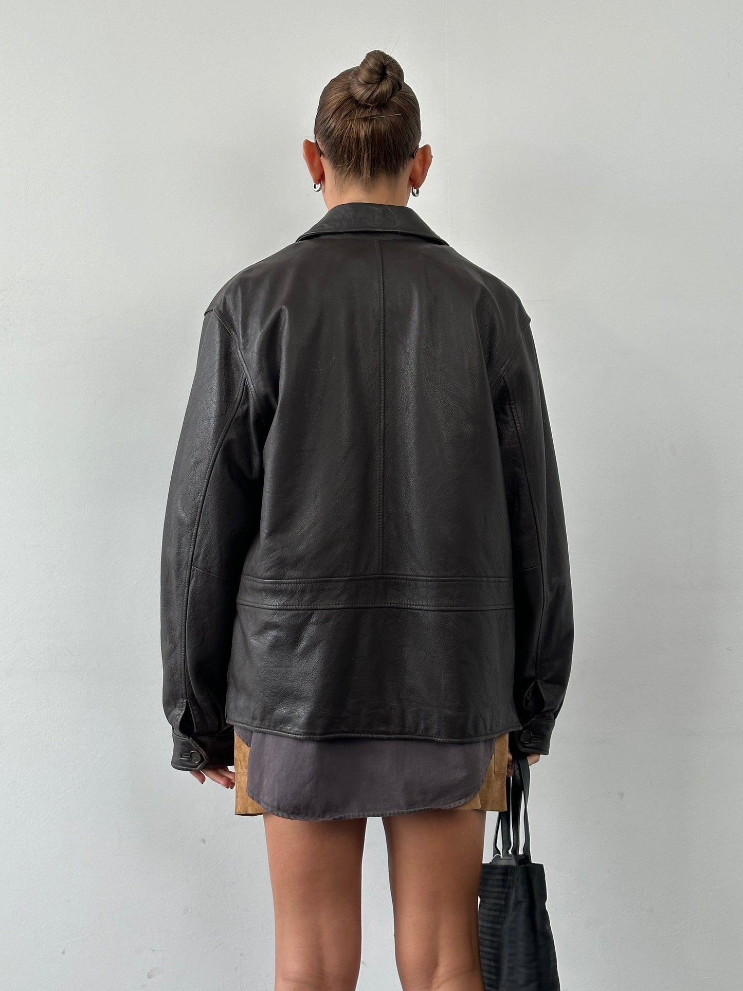 Vintage Boxy Leather Jacket - L