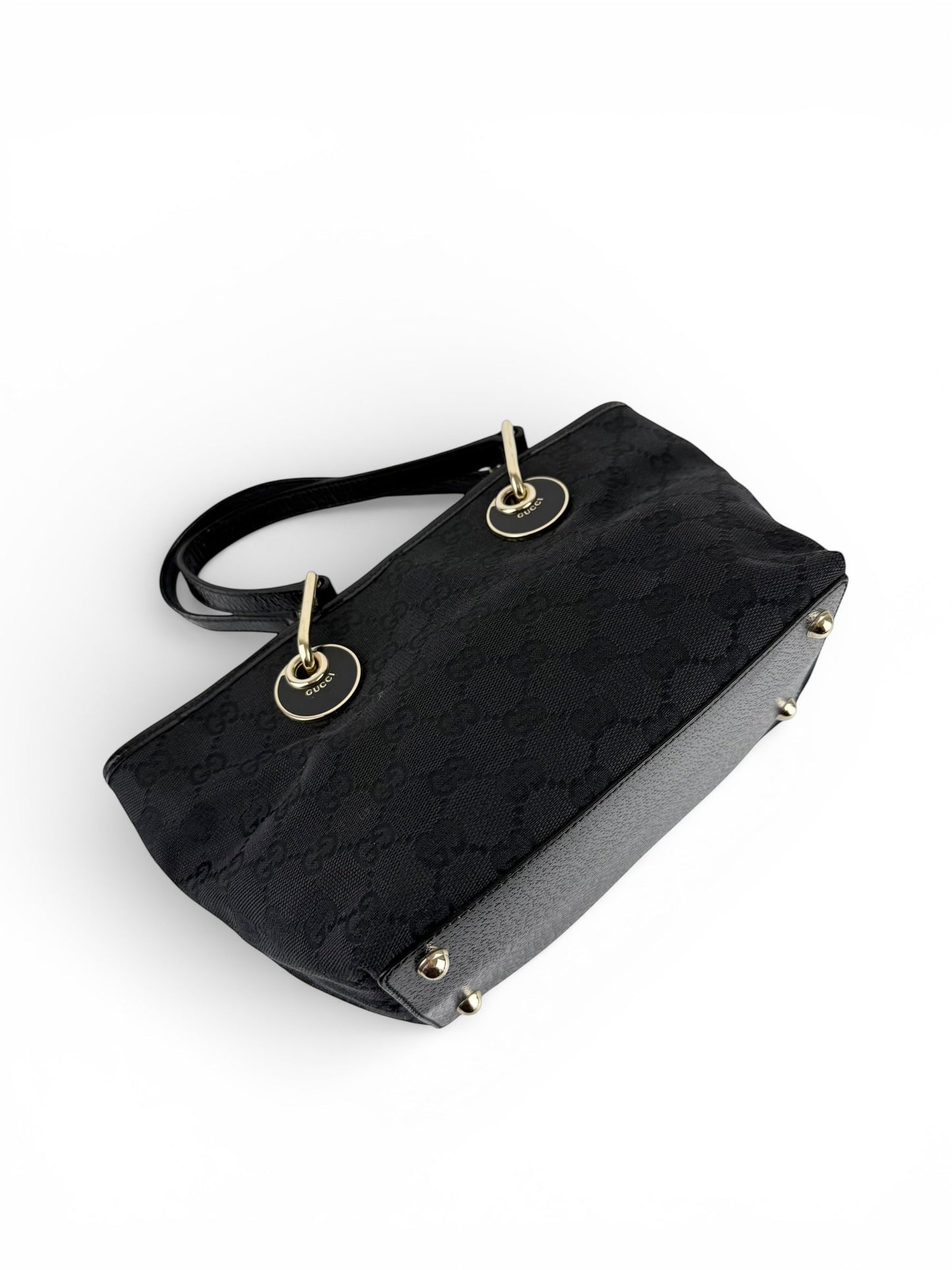 Vintage 90s Gucci Monogram Black Mini Tote Handbag | O/S, Black