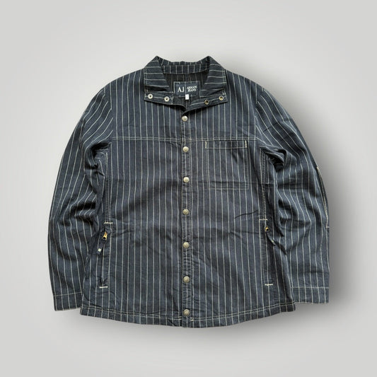 2000's Armani Jeans Hemp Cotton Lightweight Jacket 52 / L/XL | O/S, Navy Pinstripe