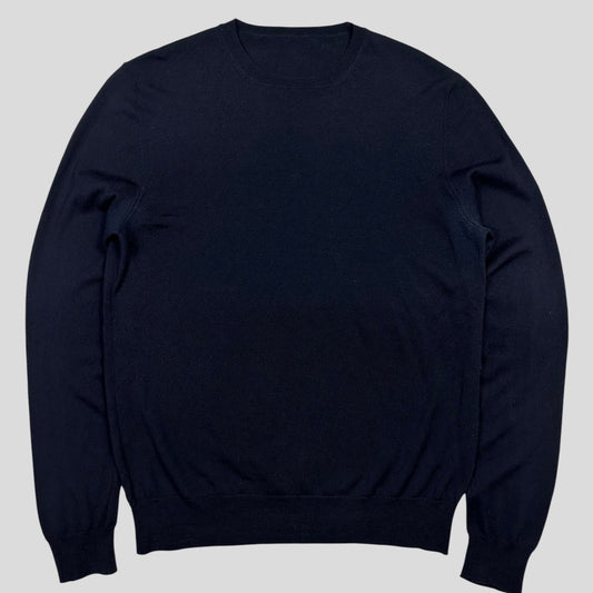 Prada Milano 2016 Navy Wool Crewneck Knit Jumper - S | Default Title, Navy
