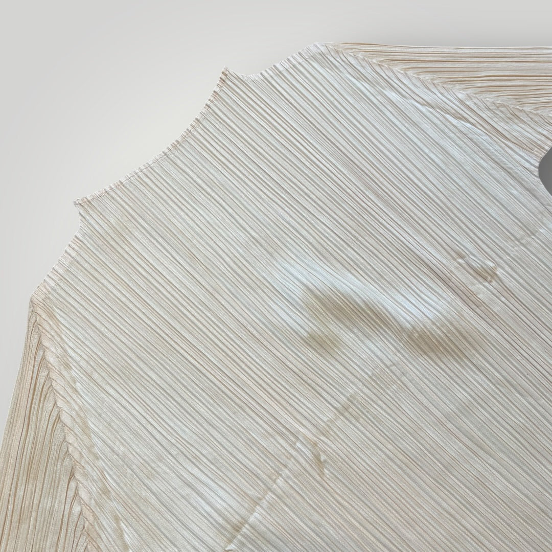2000's Issey Miyake Pleats Please 3/4 Sleeve Top 3 | O/S, Beige