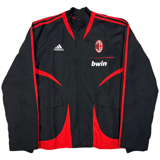 Adidas 2008/09 AC Milan Tracksuit Top In Black & Red ( M )