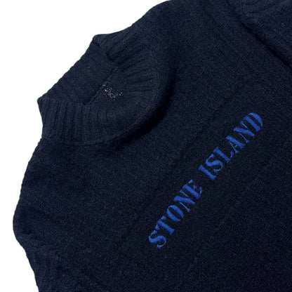 Stone Island Knit Pullover Spell Out Mock Neck Jumper from 90’s