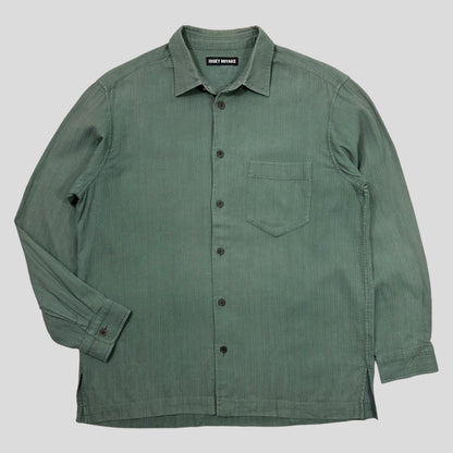 Issey Miyake 1998 Green Textured Micro Stripe Shirt - M/L