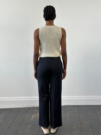 Vintage 2000s Wool Pleated Straight Leg Tailored Trousers - W28