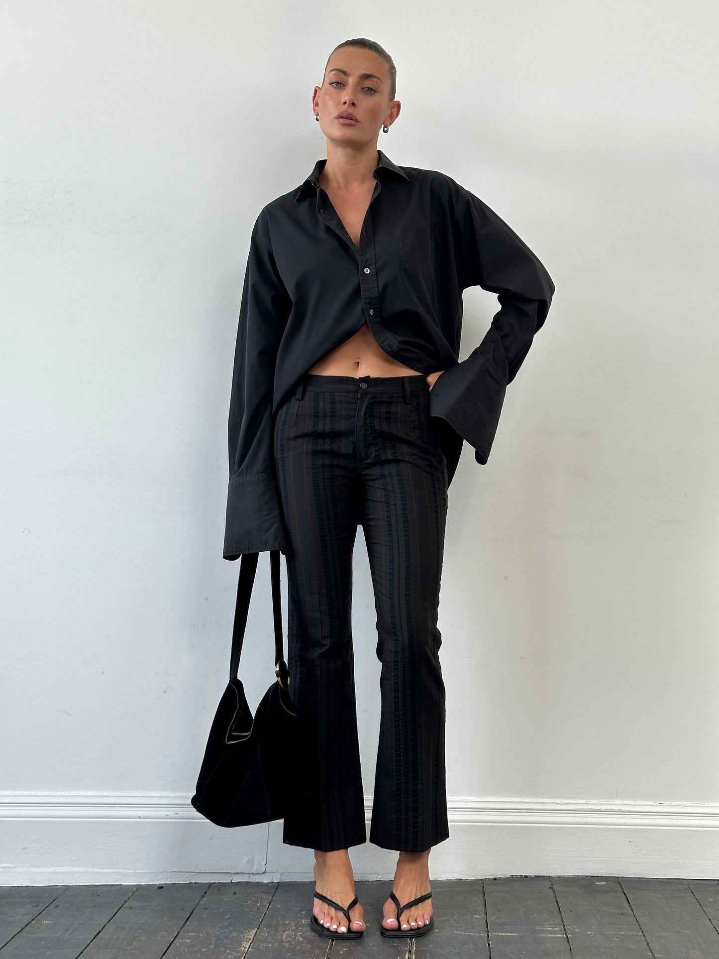 Roberto Cavalli Just Cavalli 00s Striped Mid Rise Flared Trousers - W28