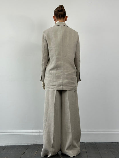 Max Mara Runway Pure Linen Wide Leg Suit - L/UK12