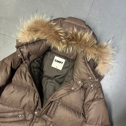 Camp 7 Fur Hood Puffer Jacket In Brown ( S )