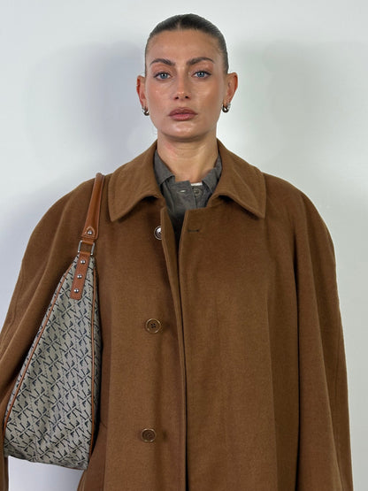 British Vintage Pure Cashmere Concealed Placket Coat - XL