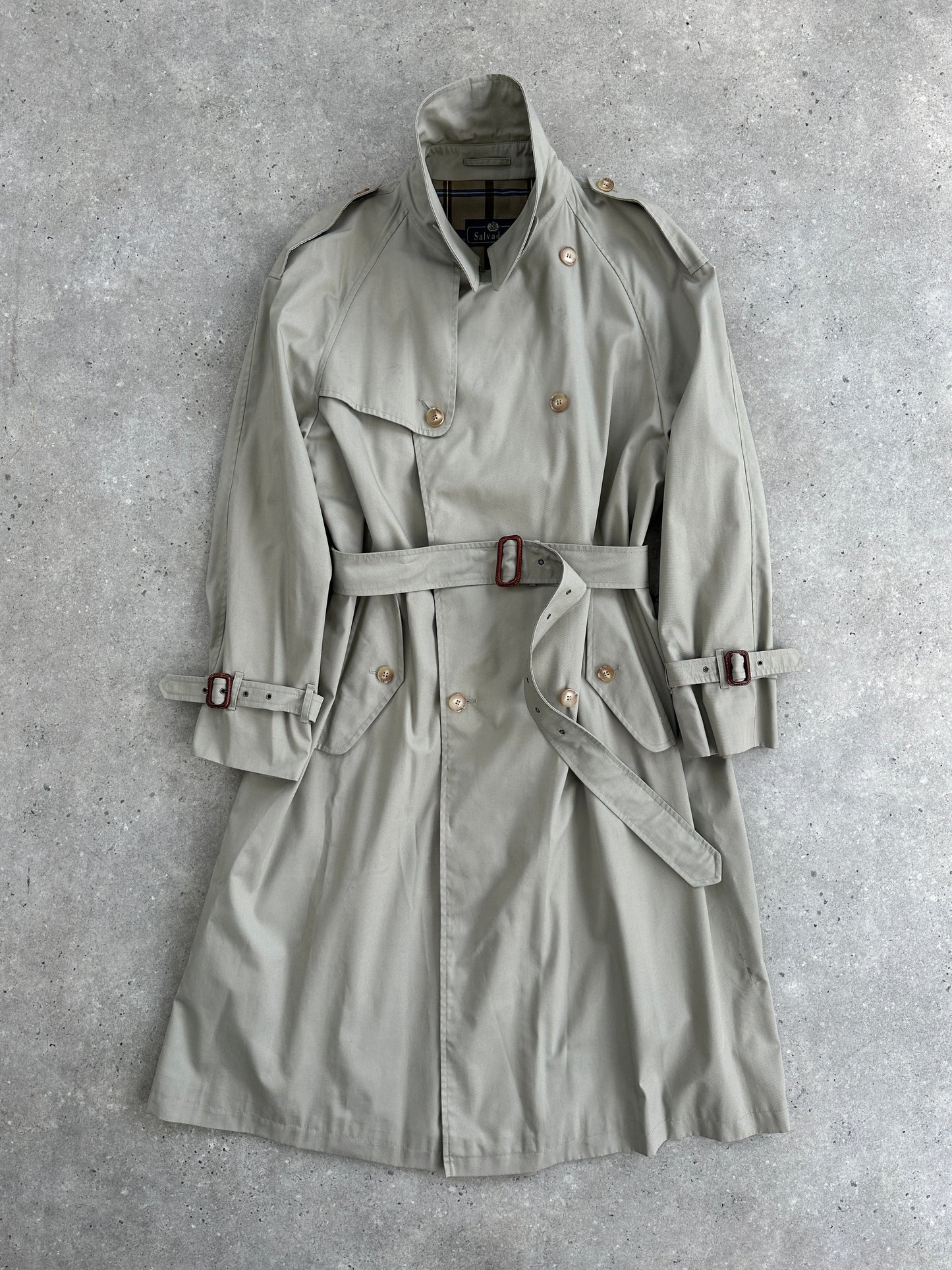Italian Vintage Double Breasted Belted Trench Coat - XL