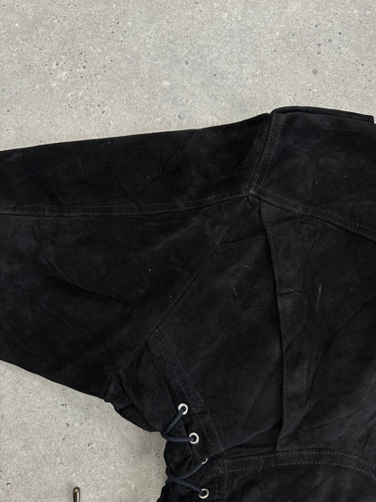French Vintage 1980s Suede Cropped Biker Jacket - S/M