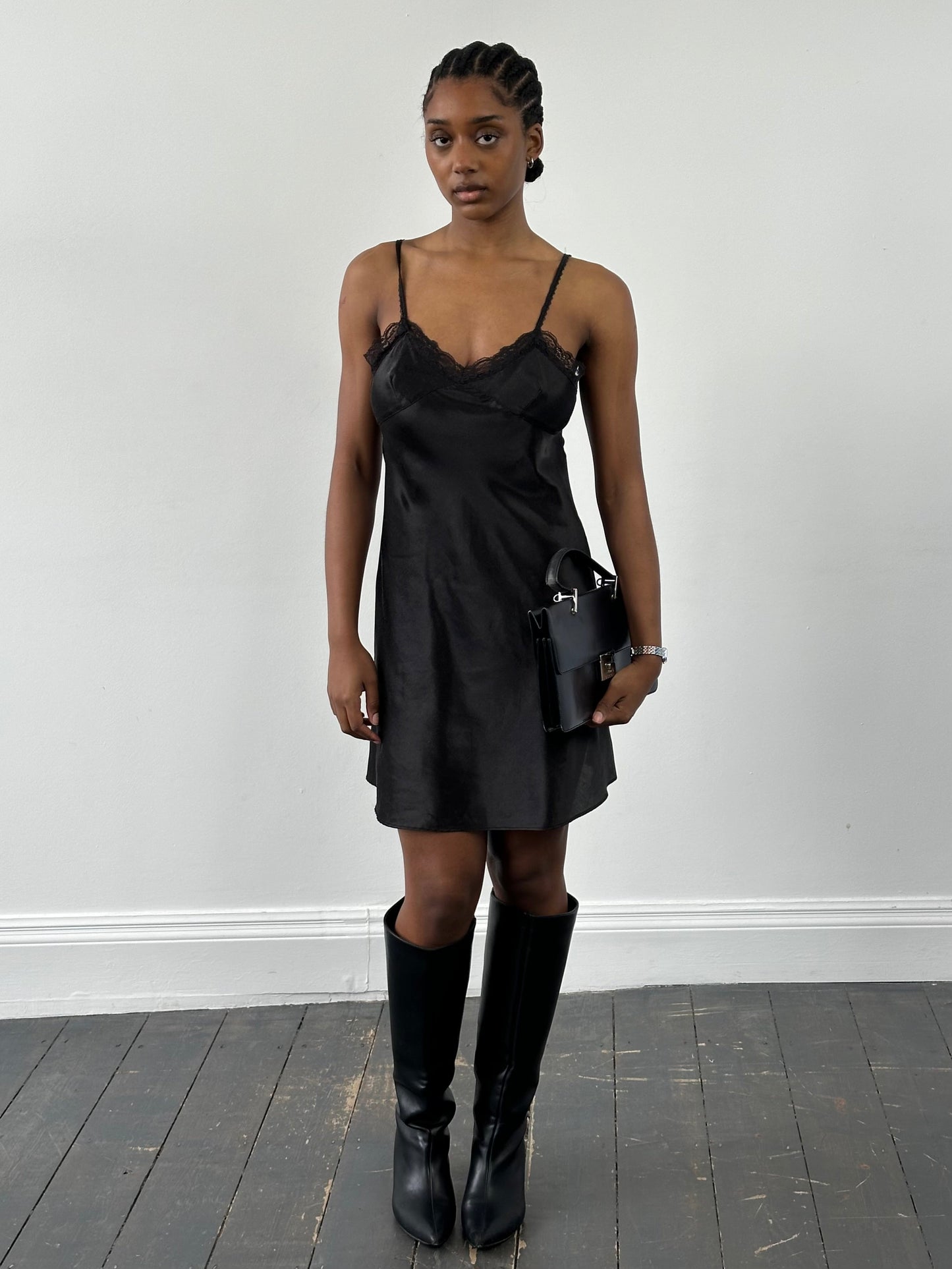 Vintage 2000s Lace Mini Slip Dress - M