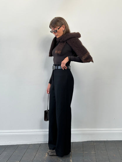 Vintage 1990s Pure Wool Wide Leg Trousers - W26