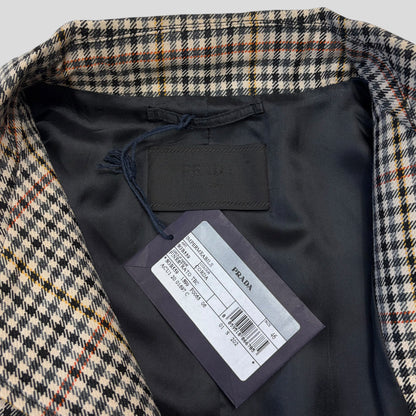 Prada 2020 Plaid Houndstooth Impermeable Virgin Wool Car Coat  - M | O/S, Red