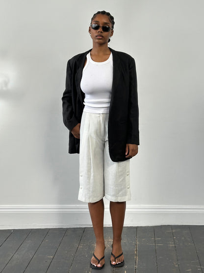Mani 1990s Pure Linen Single Button Blazer - M