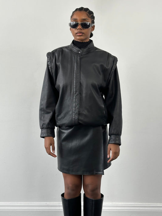 Vintage 1990s Leather Bomber Jacket - M