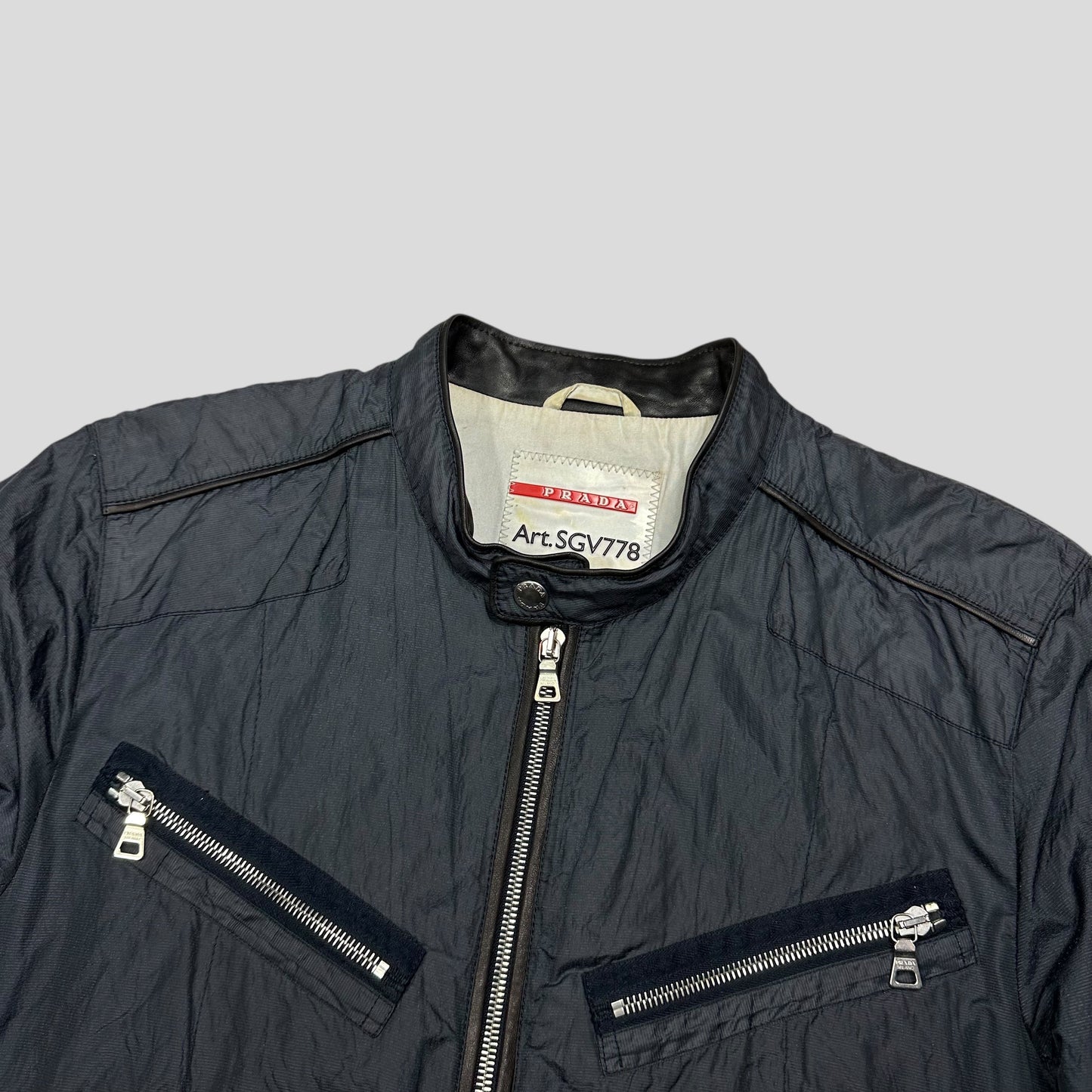 Prada Sport 00’s Metal Nylon + Leather Moto Biker Jacket - IT50 (M)