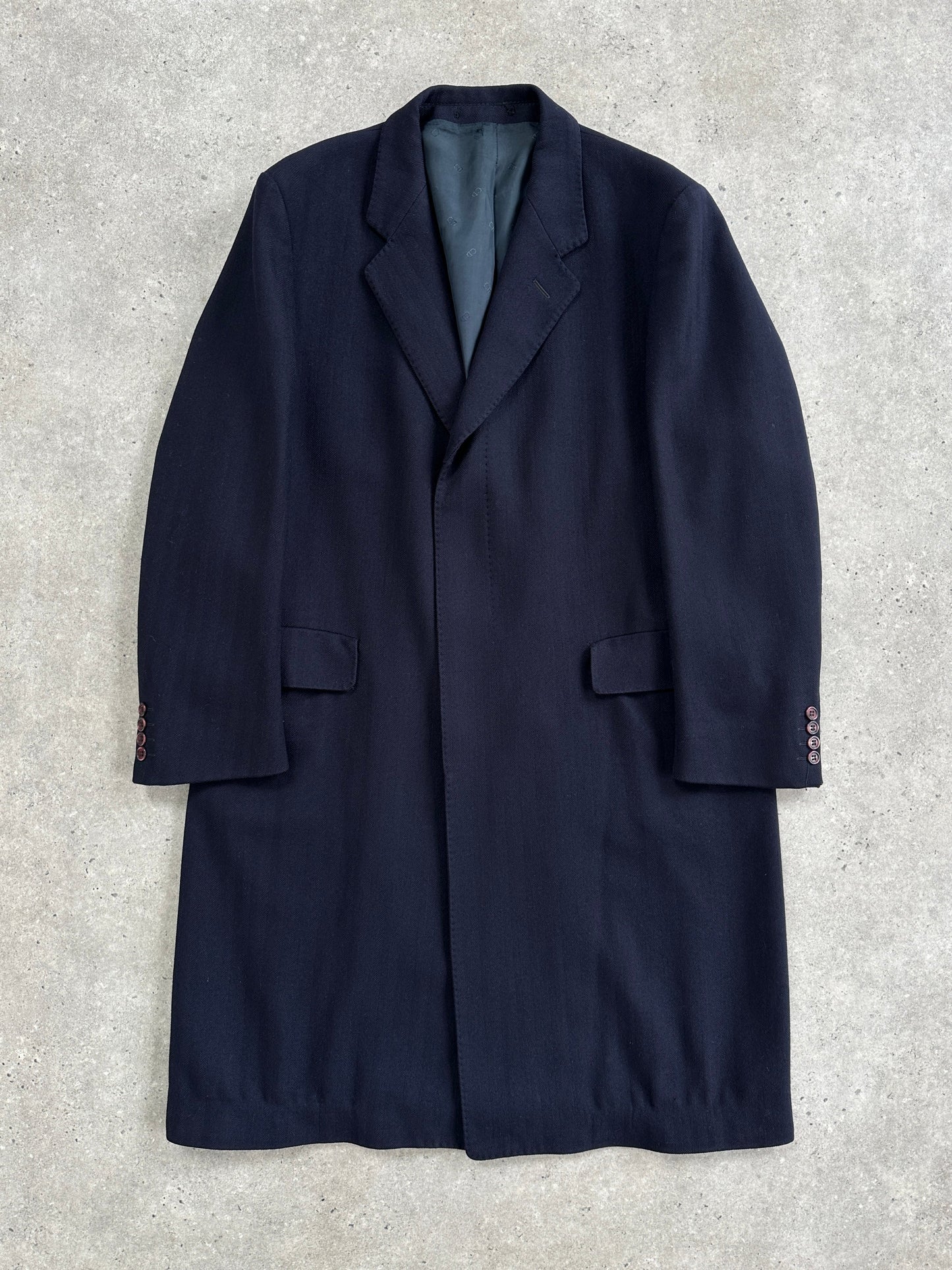 Christian Dior 1990s Pure Wool Concealed Placket Coat - XL