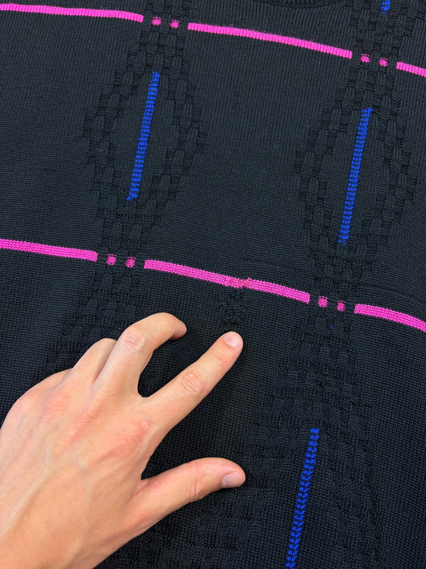 Gianni Versace 1991 Lines & Diamonds Geometric Heavy Knit - M/L | O/S, Multicoloured