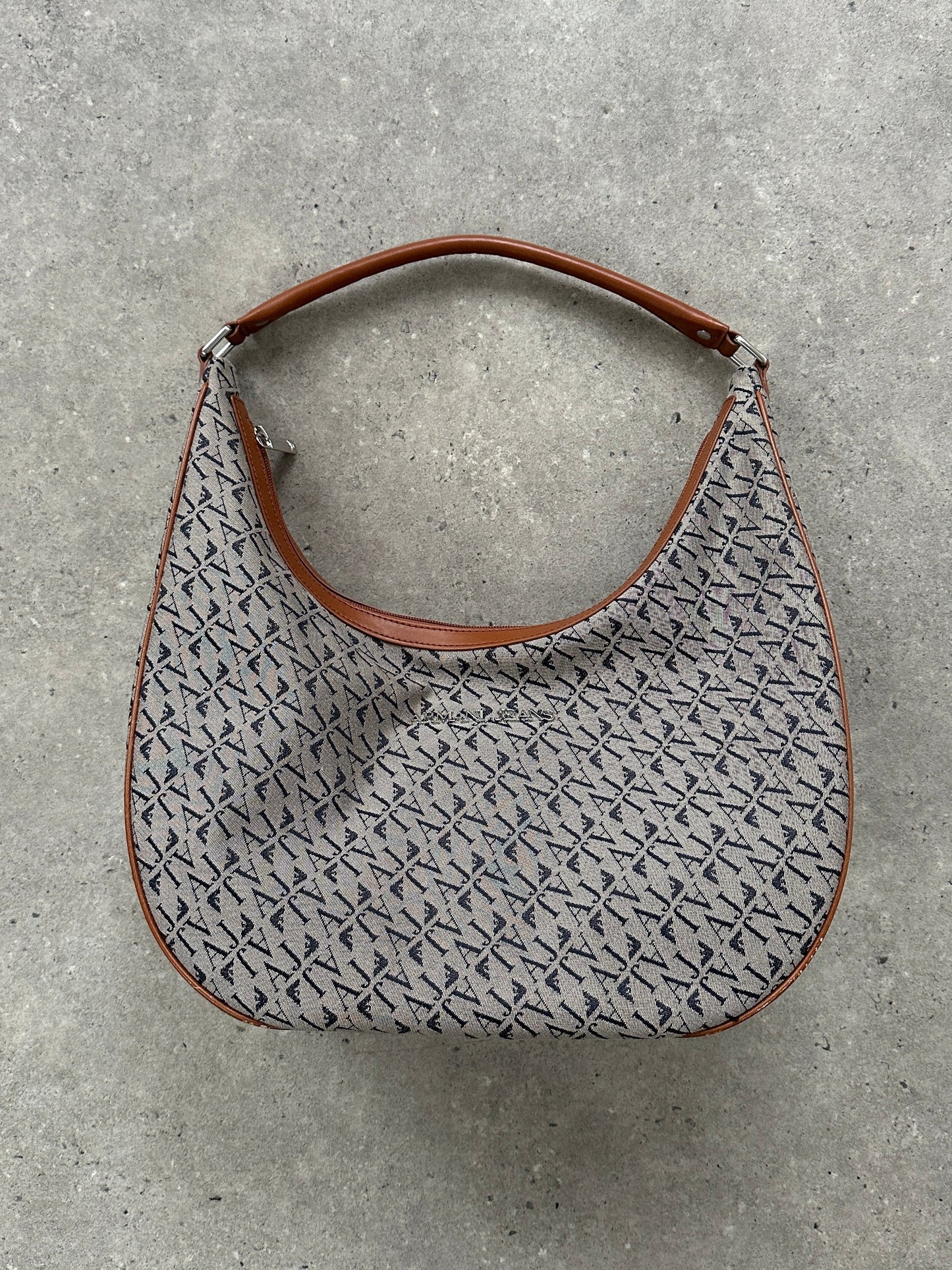 Armani Jeans Monogram Crescent Shoulder Bag