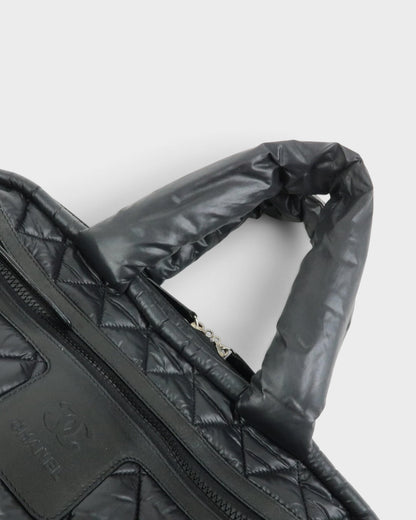 2000/2002 Chanel Coco Concoon Nylon Leather Boston Handbag Black | O/S, Black