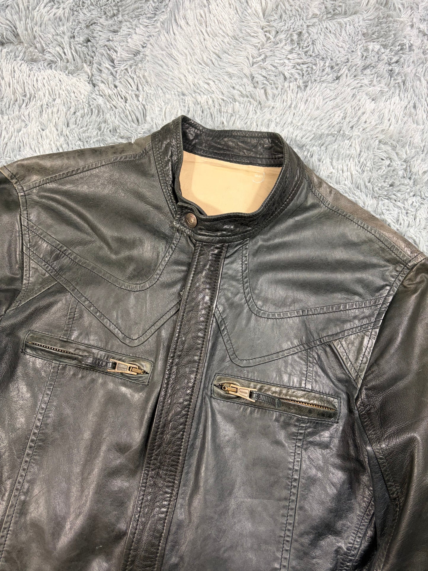 Just Cavalli SS07 Leather Weathered Bondage Jacket - L | O/S, Multicoloured