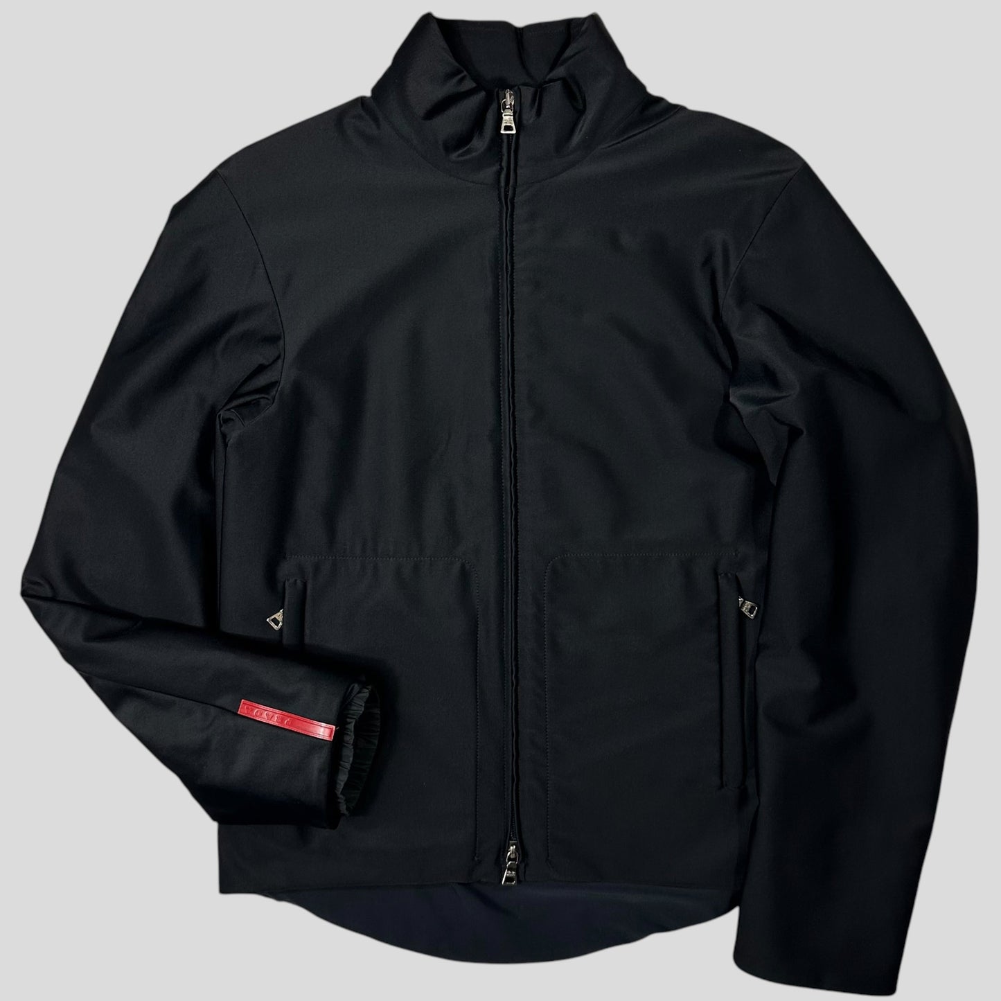 Prada Sport 1999 Jet Black Stash Pocket Soft Nylon Cycle Jacket - IT48 | Default Title, Jet Black