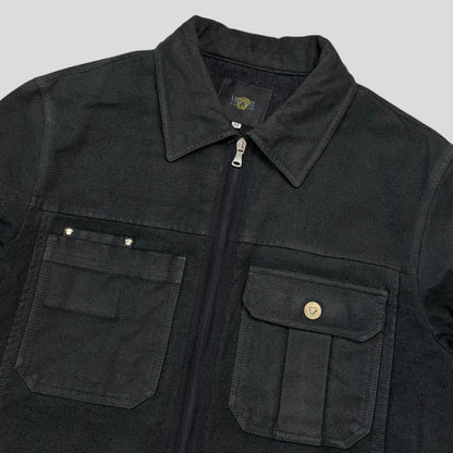 Versace VJC 00’s Moleskin Cotton Asymmetric Stud Pocket Jacket - M | O/S, Grey