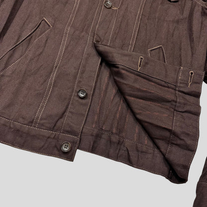 CDG Homme 2004 Crinkle Striped Work Jacket - L (M) | Medium, Brown