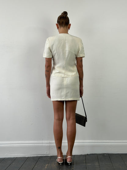 Missoni 90s Linen Silk Blazer Mini Skirt Two Piece Set - S/M