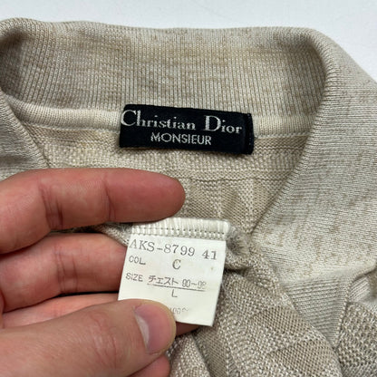 Christian Dior Monsieur 80’s 3D Textured Aztec Knit - L | Oatmeal