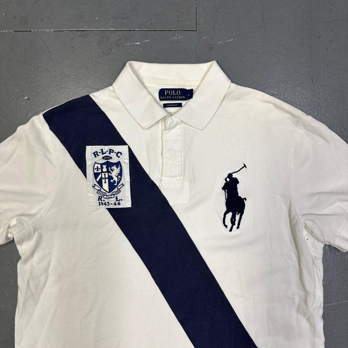 Ralph Lauren Polo In White & Navy ( L ) - Known Source