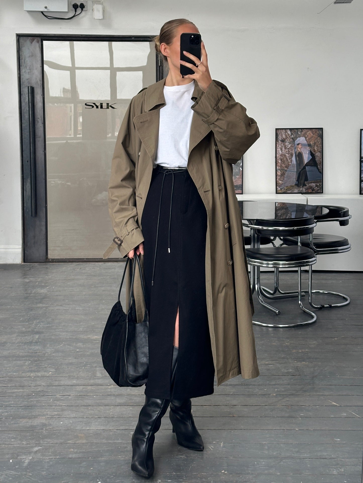 London Fog 1990s High Neck Double Breasted Belted Trench Coat - XL